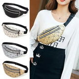Geometric Pattern PU Leather Fanny Pack Waist Bag for Women