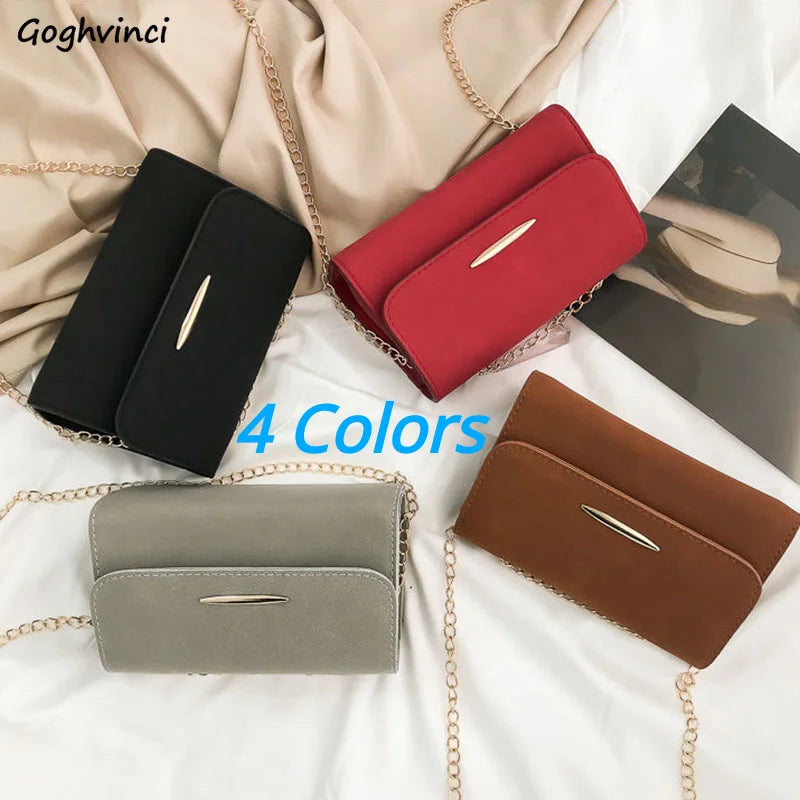 4-Color Women Shoulder Bags Matte PU Leather Chain Flap-bag Casual Crossbody