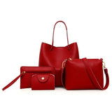 4 PCS Women Lady Leather Handbag Set Shoulder Bags Tote Purse Satchel Clutch