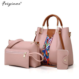 4 Pcs/set Women Handbag Messenger Bags Shoulder Bag Lady PU Leather C