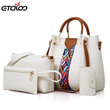 4 Pcs/set Women Handbag Messenger Bags Shoulder Bag Lady PU Leather C