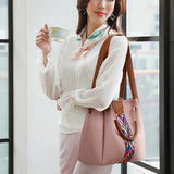 4 Pcs/set Women Handbag Messenger Bags Shoulder Bag PU Leather Shopper Tote