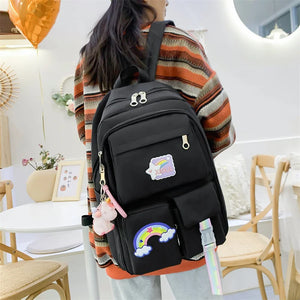Rainbow Printing School Bags for Teen Girl Set