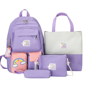 Rainbow Printing School Bags for Teen Girl Set