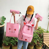 4 Piece Schoolbags For Teenage Girls Print Women Backpack