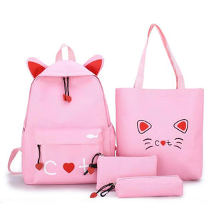 4 Piece Schoolbags For Teenage Girls Print Women Backpack
