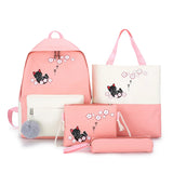 Woman Laptop Backpack Ribbons School Backpacks cat Schoolbag For Teenagers Girls