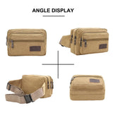 Canvas Waist Bag with 4 Zipper Pockets for Hiking and Travel