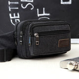 Canvas Waist Bag with 4 Zipper Pockets for Hiking and Travel