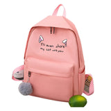 4-Piece Canvas Schoolbags for Teenage Girls Female Shoulder Bags Backpack Women