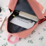 4-piece Canvas Backpack For Teenagers Women Solid Laptop Backpack