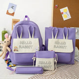 4pcs Casual Backpacks School Bags for Teenage Girls Women Nylon Shoulder