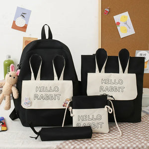 4pcs Casual Backpacks School Bags for Teenage Girls Women Nylon Shoulder