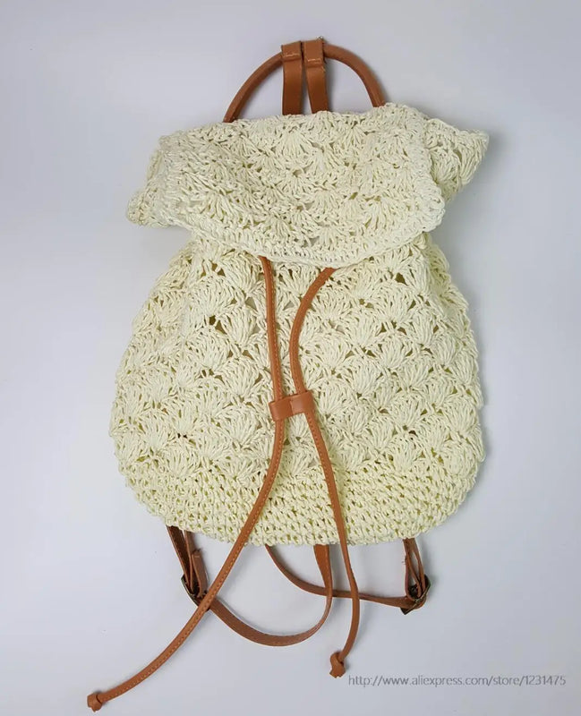 Summer Straw Backpack School Bag Students Outing Crochet Bag Women Backpack
