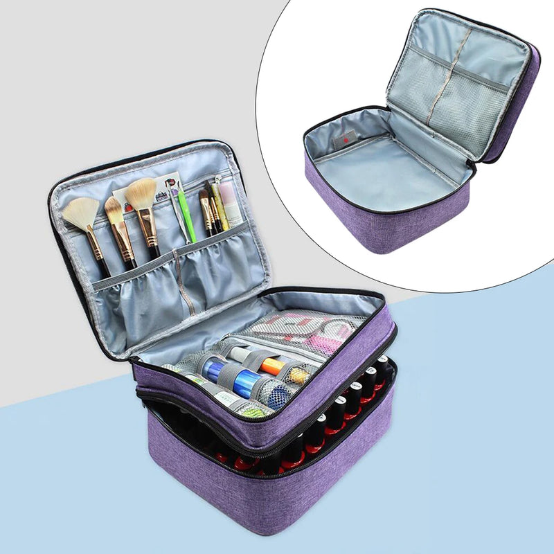 Double-Layer Nail Polish Storage Bag Cosmetic Organizer Handbag Makeup Box