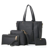 4PC Women Bag Set Top-Handle Tassel Handbag Shoulder Bag