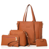 4PC Women Bag Set Top-Handle Tassel Handbag Shoulder Bag