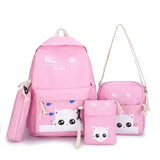 4PCS Japan Cat Backpack Set Small Print for Teenage Girl