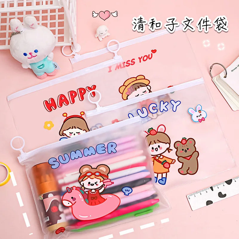 4PCS Astronaut File Bag Zipper Stationery Storage Student Waterproof Pouch