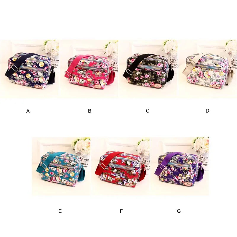 Canvas Flower Woman Shoulder Bag Cross Body Messenger Handbag