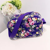 Canvas Flower Woman Shoulder Bag Cross Body Messenger Handbag