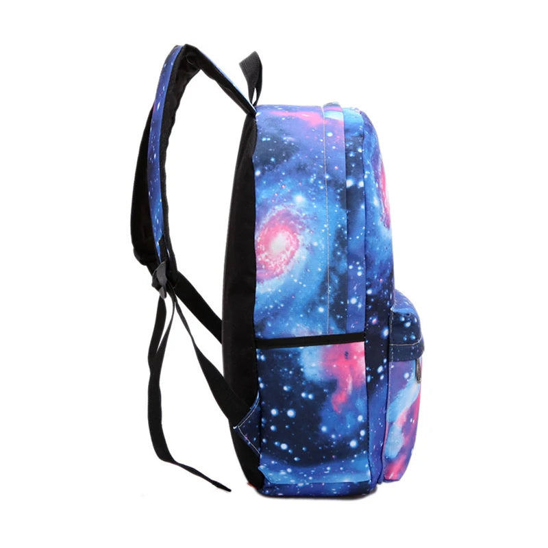 4PCS Women Star Sky Backpack School Girls Vintage Ladies 3D Printing Bag