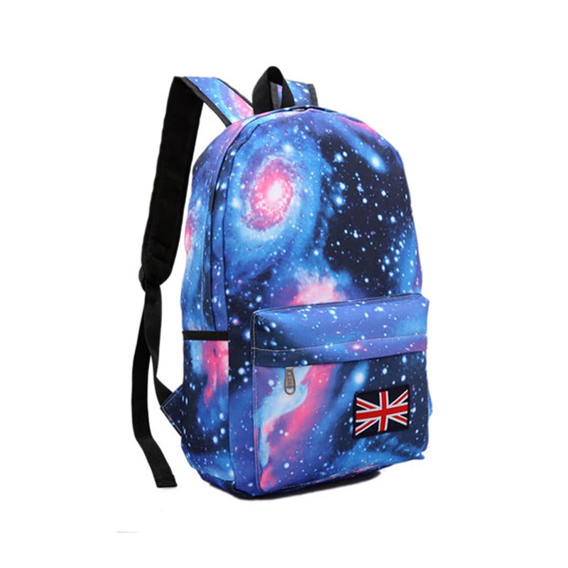 4PCS Women Star Sky Backpack School Girls Vintage Ladies 3D Printing Bag