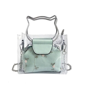 4PCS Transparent PVC Jelly Tote Messenger Shoulder Bags