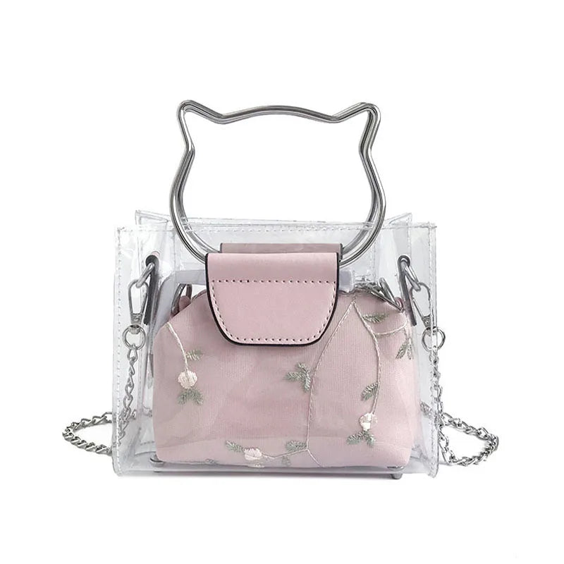 4PCS Transparent PVC Jelly Tote Messenger Shoulder Bags