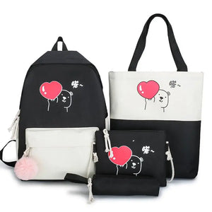 4PCS/SET Kids School Bags Women Nylon Backpack Children Korea Shoulder bag Satch