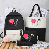 4PCS/SET Kids School Bags Women Nylon Backpack Children Korea Shoulder bag Satch