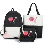 4PCS/SET Kids School Bags Women Nylon Backpack Children Korea Shoulder bag Satch