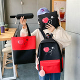 4PCS/SET Kids School Bags Women Nylon Backpack Children Korea Shoulder bag Satch