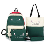 4PCS Women Backpack Student School Bag Large Capacity School Bags For Girls