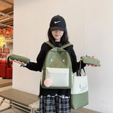 4PCS Women Backpack Student School Bag Large Capacity School Bags For Girls