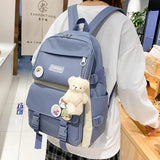 4PCS School Backpack Combo Set Tote Bag for Teenage Girl Travel Rucksack