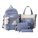4PCS School Backpack Combo Set Tote Bag for Teenage Girl Travel Rucksack
