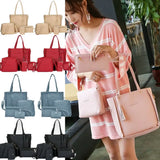 4PCS Women Lady Leather Handbag Shoulder Bags Tote Purse Messenger Satchel