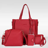 4PCS Women Lady Leather Handbag Shoulder Bags Tote Purse Messenger Satchel