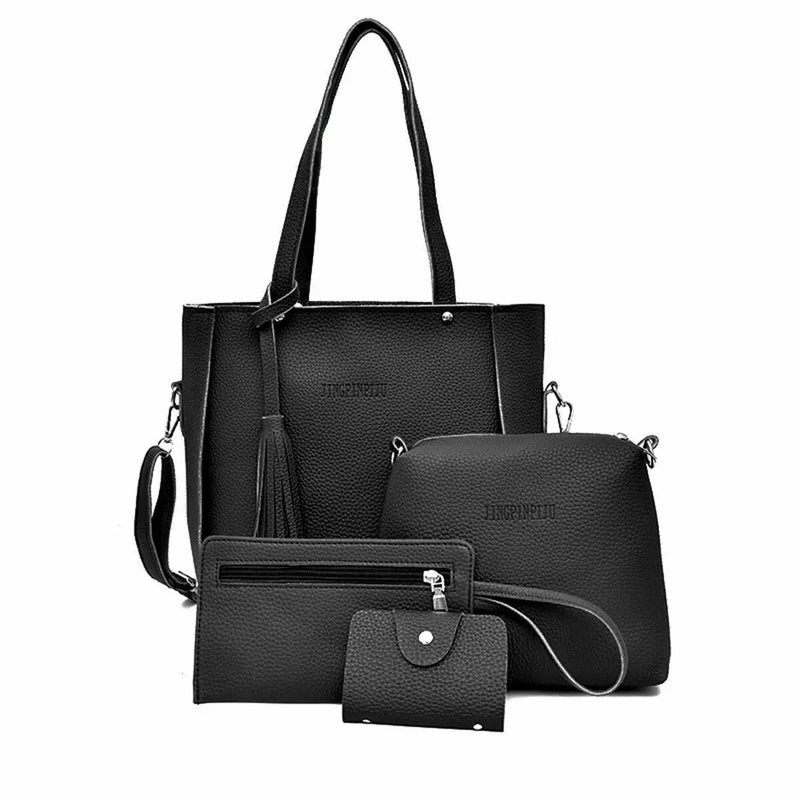 4PCS Women Lady Leather Handbag Shoulder Bags Tote Purse Messenger Satchel