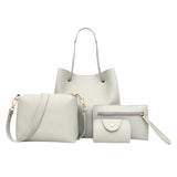4PCS Women Bag Litchi Pattern Leather Handbag Combo