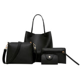 4PCS Women Bag Litchi Pattern Leather Handbag Combo