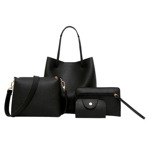 4PCS Women Bag Litchi Pattern Leather Handbag Combo