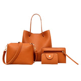 4PCS Women Bag Litchi Pattern Leather Handbag Combo