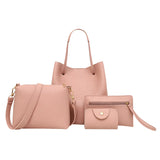 4PCS Women Bag Litchi Pattern Leather Handbag Combo
