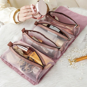4PCS Women's Cosmetics Bag Mesh Separable Zipper Pouch
