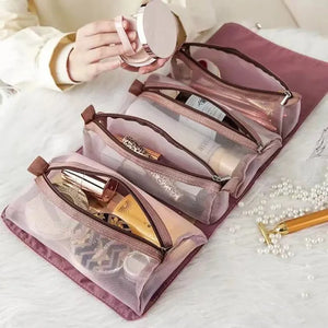 4PCS in 1 Cosmetic Bag For Women Zipper Mesh Separable Cosmetics Pouch