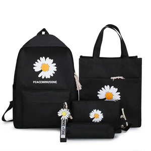 Daisy Canvas School Bags For Teenage Girls Women Backpacks
