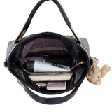 4Pcs Set Ladies Bear Pendant Handbag Shoulder Bag Girls Fashionable PU Leather C