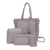 4Pcs/Set Women Messenger Bags Zipped Tassels Leather Handbag